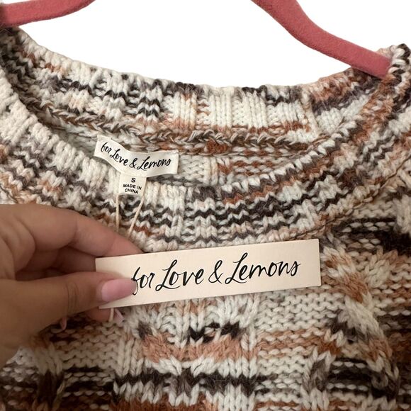FOR LOVE AND LEMONS Geri Cable Knit‎ Sweater NWT Sz Small - Picture 6 of 7